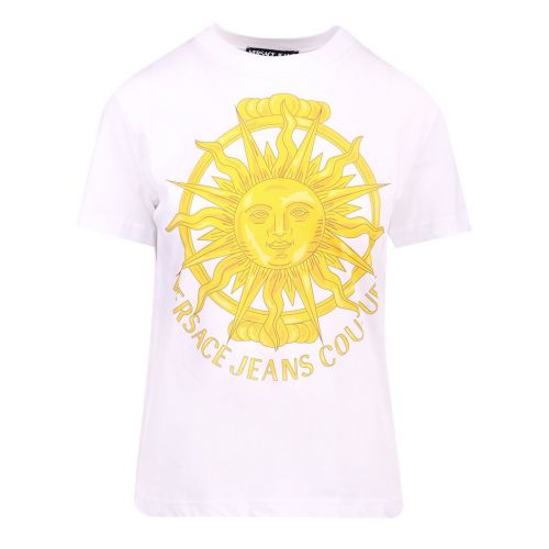 Womens White/Gold Sunflower Garland Regular Fit S/s T Shirt 101164 by Versace Jeans Couture from Hurleys