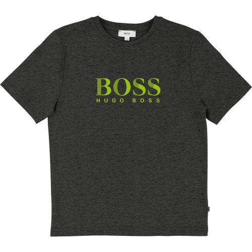 Boys Antracite Branded Logo S/s T Shirt 28379 by BOSS from Hurleys