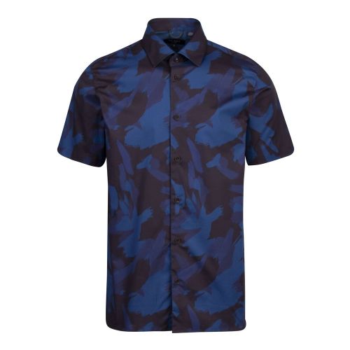 Mens Navy Playo Camo Print S/s Shirt 91039 by Ted Baker from Hurleys