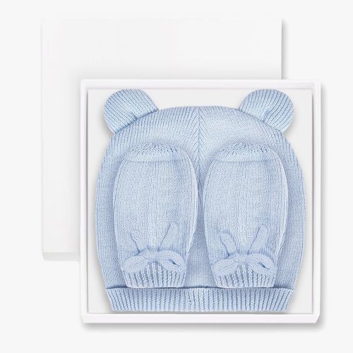 Baby Blue Fine Knit Hat & Mittens Set 95046 by Katie Loxton from Hurleys