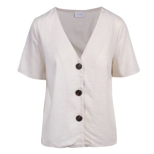 Womens Birch Vimonellie Button S/s Top 57703 by Vila from Hurleys