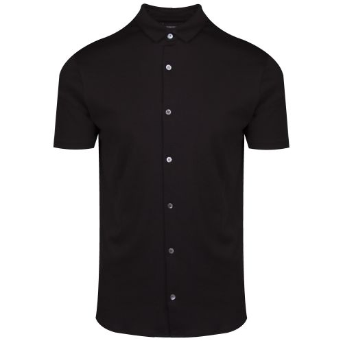 Mens Black Slim Collar Jersey Slim Fit S/s Shirt 37009 by Emporio Armani from Hurleys
