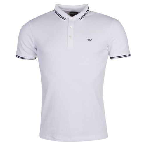 Mens White Tipped Slim Fit S/s Polo Shirt 22433 by Emporio Armani from Hurleys