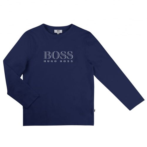 Boys Blue Branded L/s Tee Shirt 65409 by BOSS from Hurleys