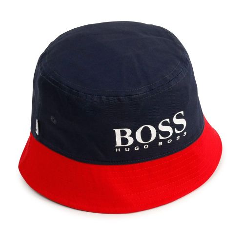Boys Navy Bicolour Bucket Hat 87825 by BOSS from Hurleys