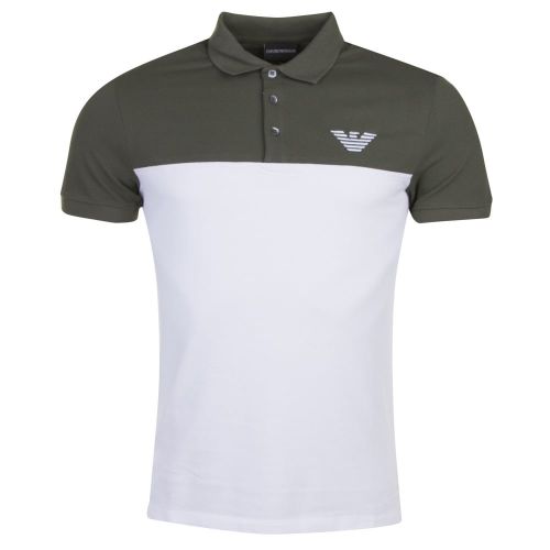 Mens Green & White Colour Block S/s Polo Shirt 22427 by Emporio Armani from Hurleys