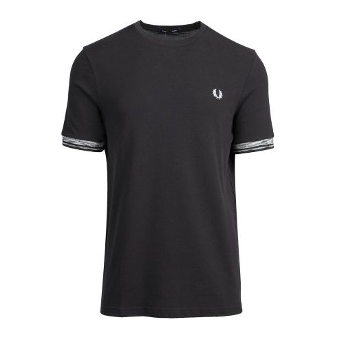 Mens Black Space Dye Tipped S/s T Shirt 97643 by Fred Perry from Hurleys