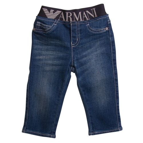 Baby Blue Wash Branded Waistband Jeans 6461 by Armani Junior from Hurleys