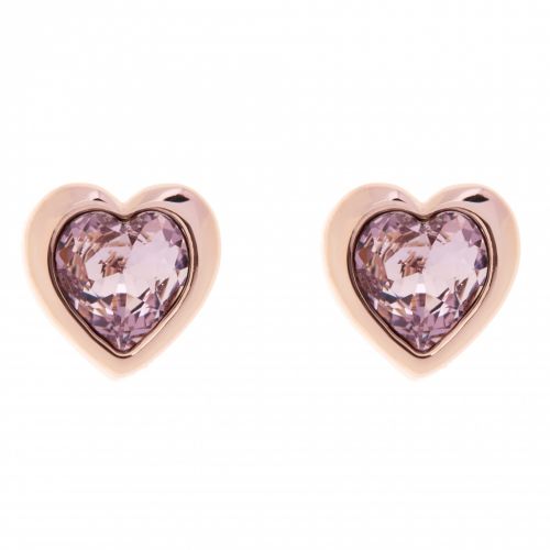 Womens Rose Gold/Pale Pink Han Crystal Heart Studs 40641 by Ted Baker from Hurleys