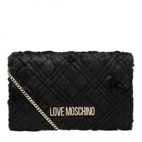 Womens Black Faux Fur Clutch Crossbody Bag 95816 by Love Moschino from Hurleys