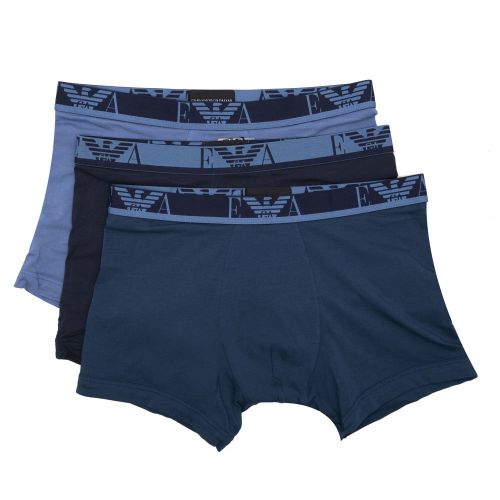Mens Navy/Blue Monogram 3 Pack Boxers 97125 by Emporio Armani Bodywear from Hurleys