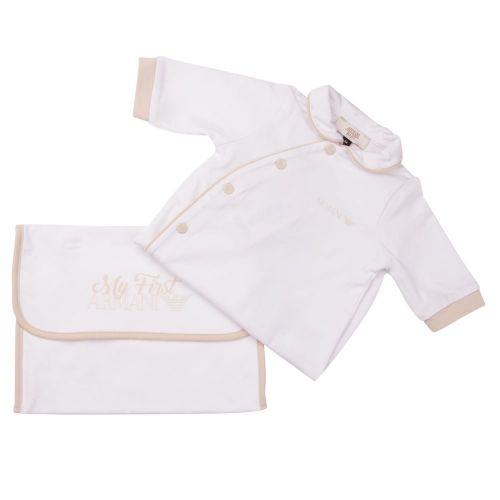 Boys Beige and White Baby Trim Babygrow 19811 by Armani Junior from Hurleys