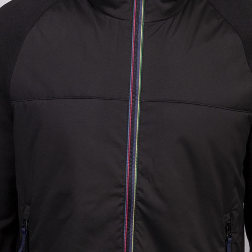 Mens Black Mixed Media Zip Through Hooded Jacket 100799 by PS Paul Smith from Hurleys