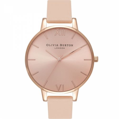 Womens Nude Peach & Rose Gold Sunray Dial Watch 33898 by Olivia Burton from Hurleys