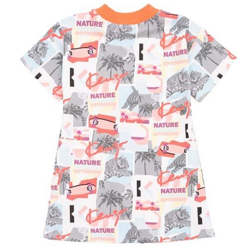 Girls Coral Red Collage Print Dress 107422 by Kenzo from Hurleys