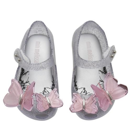 Girls Silver Glitter Mini Ultragirl Butterfly Shoes (4-11) 53334 by Mini Melissa from Hurleys