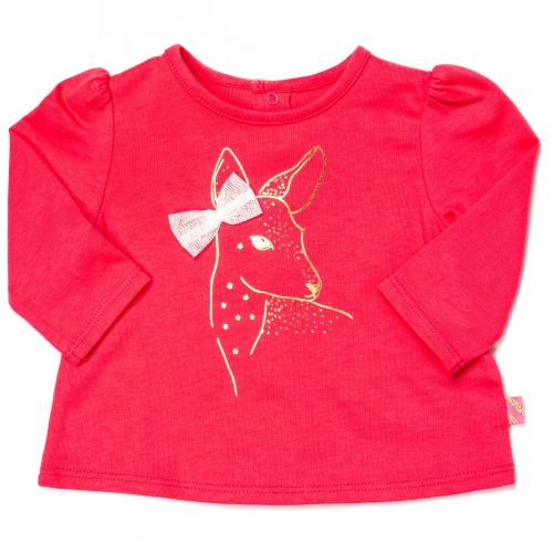 Baby Pink Deer Bow L/s Tee Shirt 65578 by Billieblush from Hurleys