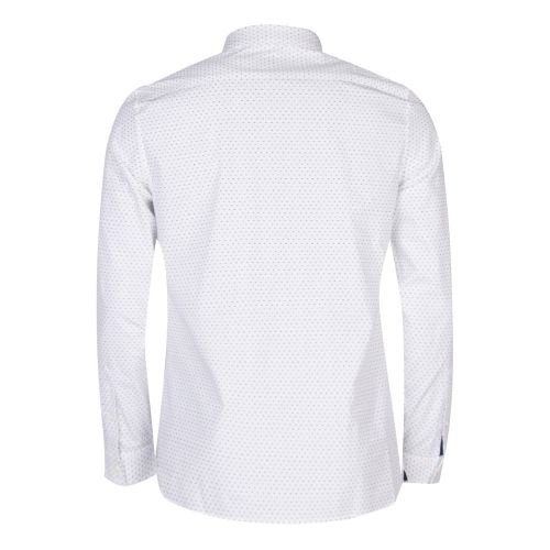 Mens White & Navy Micro Print Slim Fit L/s Shirt 31000 by Lacoste from Hurleys