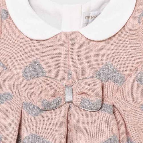 Baby Dusty Pink Jacquard Heart Dress 92211 by Mayoral from Hurleys