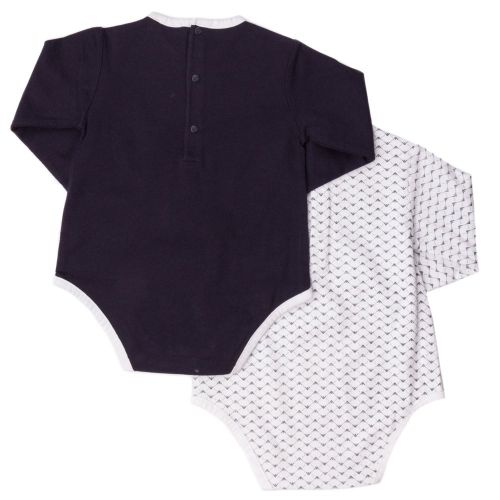 Baby Navy 2 Pack L/s Bodysuits 62546 by Armani Junior from Hurleys