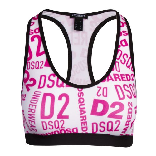 Womens Pink/White Printed Logo Sports Bra 80067 by Dsquared2 from Hurleys