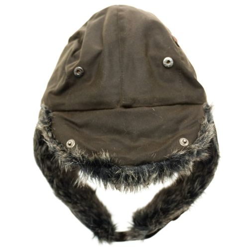 Lifestyle Mens Olive Waxed Grasmere Trapper Hat 64812 by Barbour from Hurleys