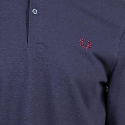 Mens Carbon/Blue/Aubergine Twin Tipped L/s Polo Shirt 99191 by Fred Perry from Hurleys