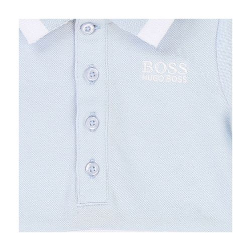 Baby Pale Blue/White Contrast Polo Romper 38232 by BOSS from Hurleys