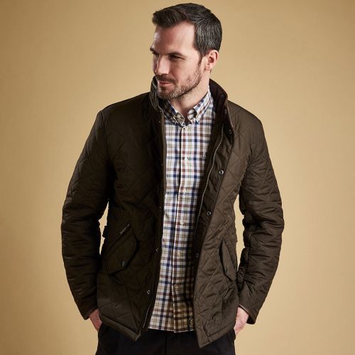 Mens Olive Powell Quilted Jacket 75426 by Barbour from Hurleys