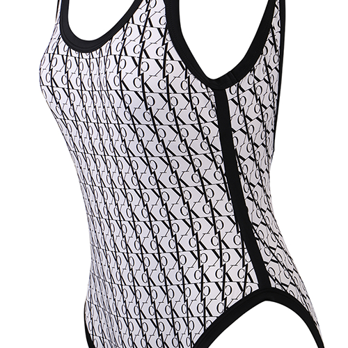 Womens White Scoop Back Monogram Swimsuit 107586 by Calvin Klein from Hurleys