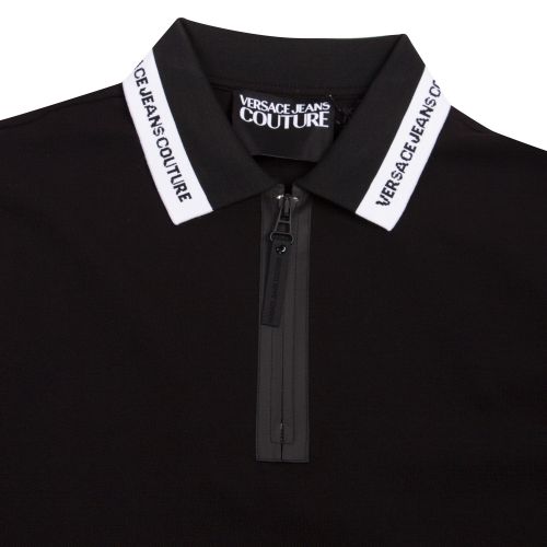 Mens Black Branded Collar Zip Slim Fit S/s Polo Shirt 55339 by Versace Jeans Couture from Hurleys