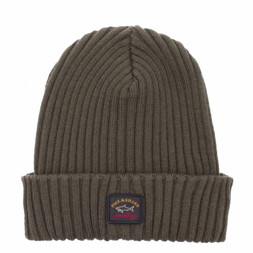 Mens Khaki Branded Knitted Hat 32861 by Paul And Shark from Hurleys