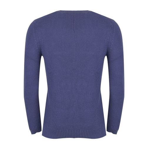 Mens Indigo Blue Ribbed Crew Knitted Jumper 33271 by Lyle & Scott from Hurleys