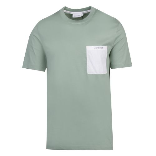 Mens Granite Green Nylon Pocket S/s T Shirt 56162 by Calvin Klein from Hurleys