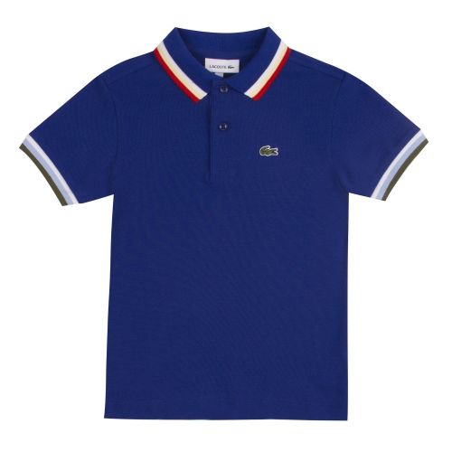 Boys Blue Tipped Branded S/s Polo Shirt 38588 by Lacoste from Hurleys
