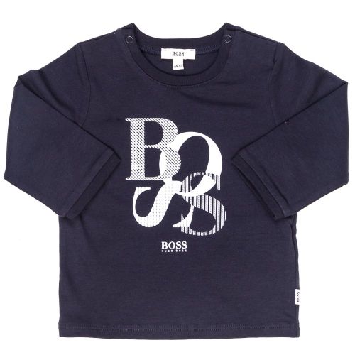 Baby Navy Branded L/s Tee Shirt 69970 by BOSS from Hurleys