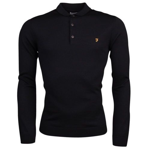 Mens Black Maidwell L/s Polo Shirt 15010 by Farah from Hurleys