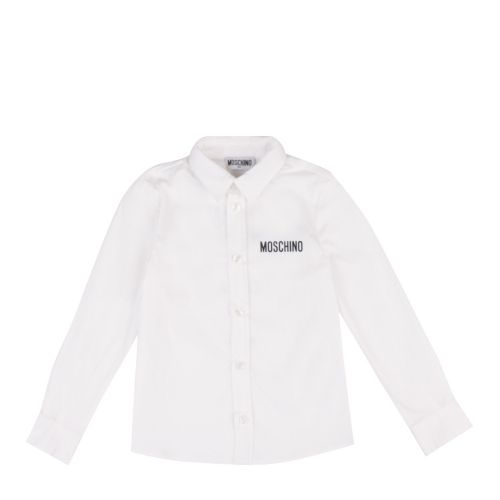 Boys Optical White Branded L/s Shirt 47355 by Moschino from Hurleys
