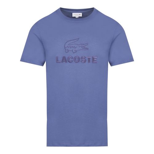 Mens Mid Blue Embroidered Croc S/s T Shirt 48794 by Lacoste from Hurleys