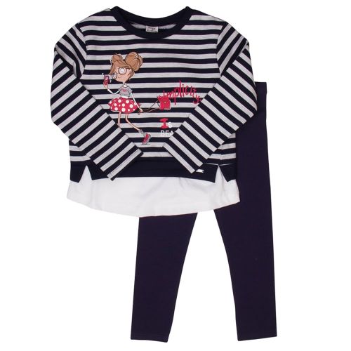 Girls Navy Striped Doll Leggings Set 12876 by Mayoral from Hurleys