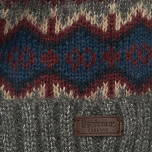 Mens Mid Grey Case Fair Isle Beanie 93790 by Barbour from Hurleys