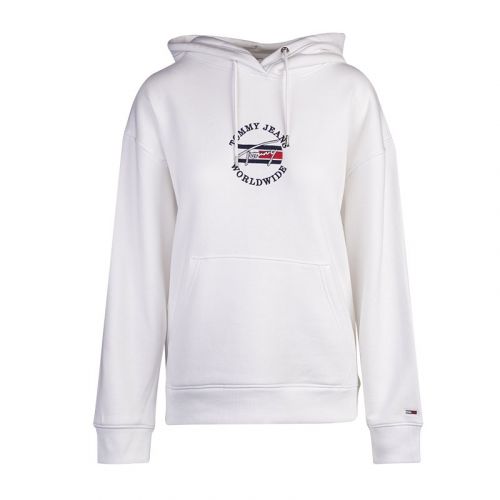 Womens White Relaxed Timeless Hoodie 102773 by Tommy Jeans from Hurleys