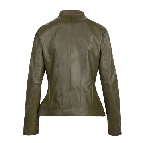 Womens Khaki Lusea Leather Jacket 83565 by HUGO from Hurleys