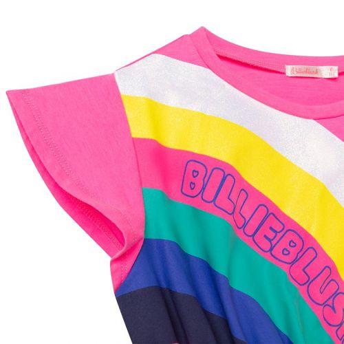 Girls Neon Pink Rainbow Dress 104444 by Billieblush from Hurleys