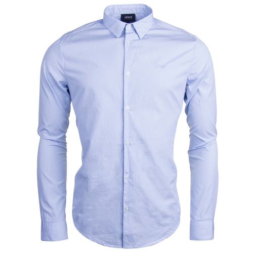 Mens Light Blue Print Regular Fit L/s Shirt 11049 by Armani Jeans from Hurleys
