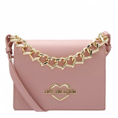 Womens Light Pink Heart Chain Small Crossbody Bag 57904 by Love Moschino from Hurleys