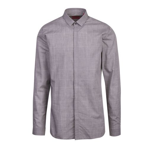 Mens Grey Etran Check Extra-Slim Fit L/s Shirt 74199 by HUGO from Hurleys
