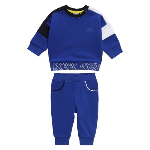 Toddler Wave Blue Branded Trim Crew Tracksuit 55919 by BOSS from Hurleys