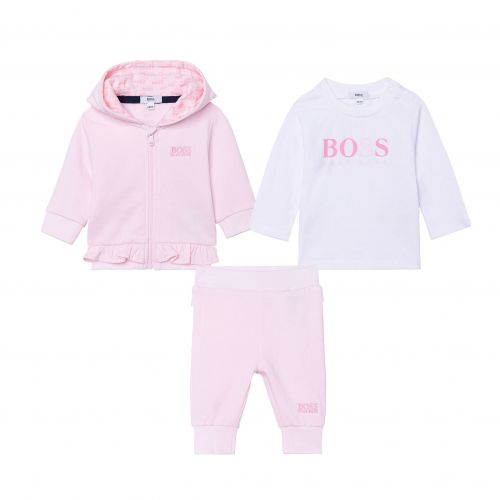 Baby Pale Pink 3 Piece Tracksuit Set 93025 by BOSS from Hurleys