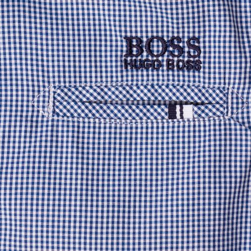 Boys Blue Branded Check L/s Shirt 65434 by BOSS from Hurleys